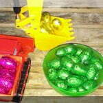 colour sorted easter eggs in construction toys