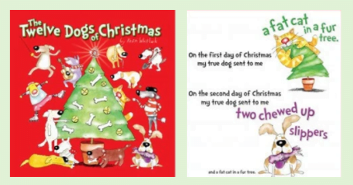 images of cloth book called the 12 dogs of Christmas